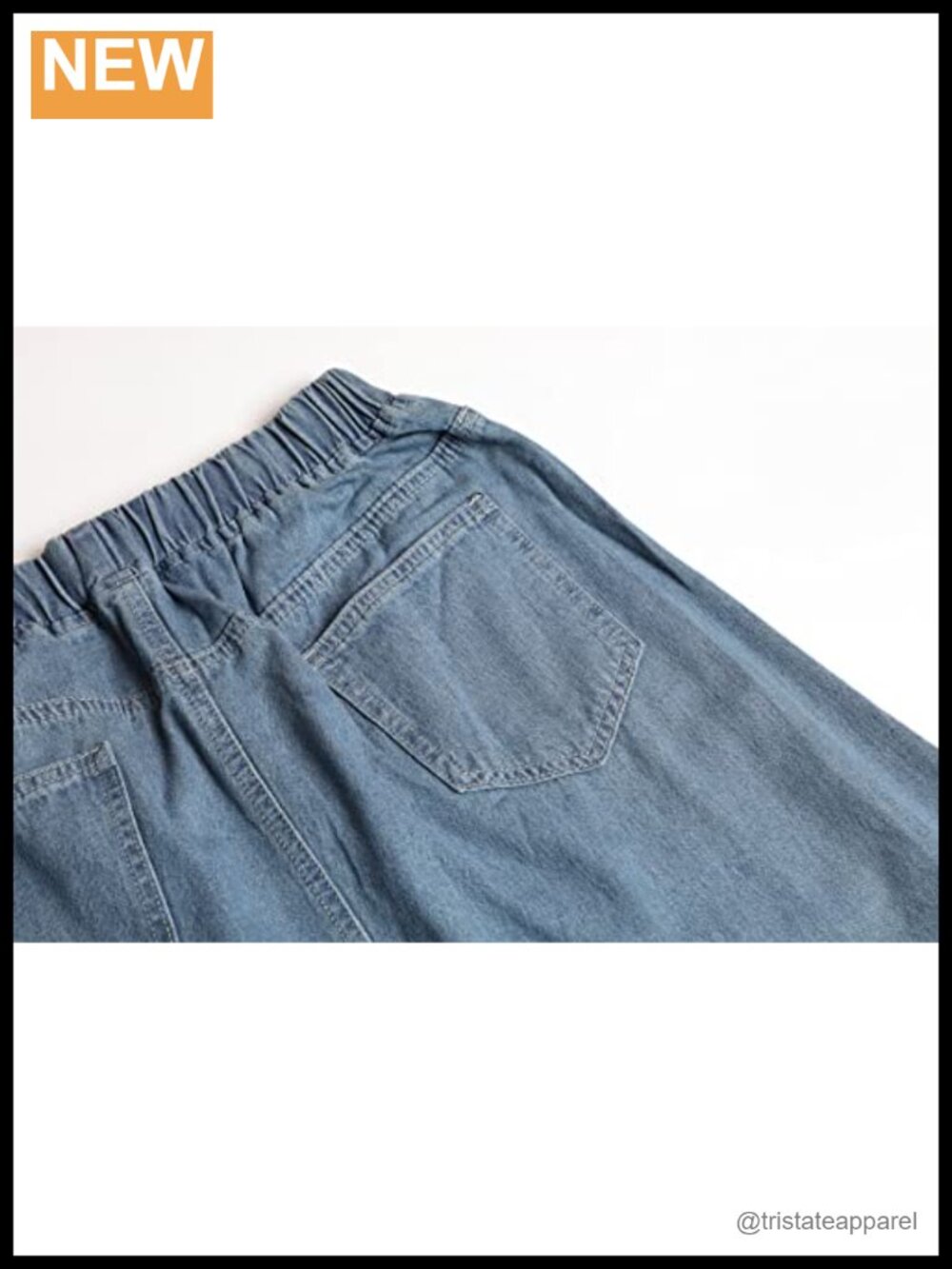 Retro Elastic High Waist Frayed A-Line Maxi Denim Skirt with Pockets - Picture 2 of 5
